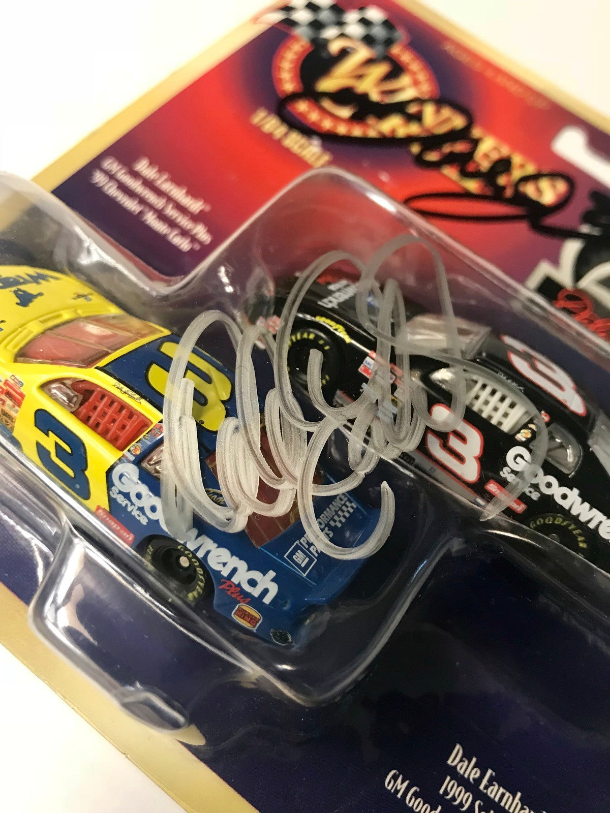 Dale Earnhardt Sr & Dale Earnhardt Jr Dual Signed 1/64 Wrangler Diecast Car COA1