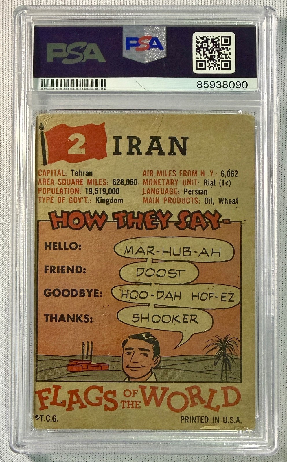 1956 Topps Flags Farah Pahlavi Queen Empress Of Iran Signed Auto Card #2 PSA DNA1