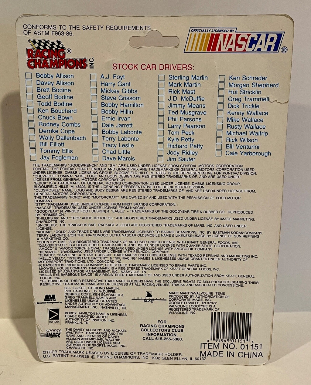1992 Bill Elliott Amoco NASCAR #11 Signed Auto 1/64 Diecast Car W/ COA2