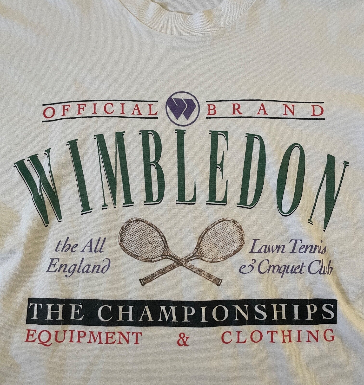 1980 1990's VINTAGE Retro Original Official Wimbledon Tennis Club L T-Shirt RARE1
