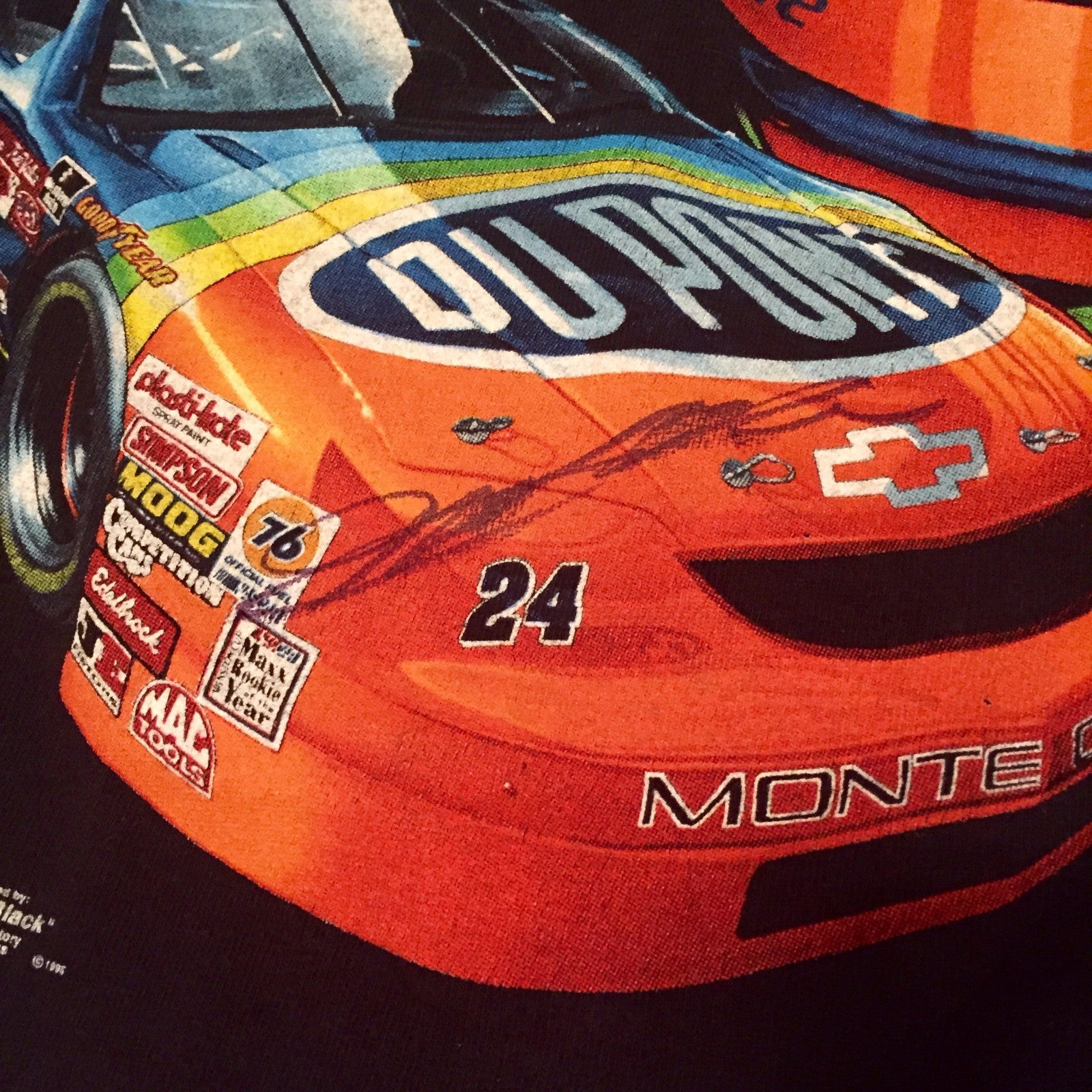 1995 Jeff Gordon WINSTON CUP CHAMPION Signed VINTAGE Black XL T-Shirt1