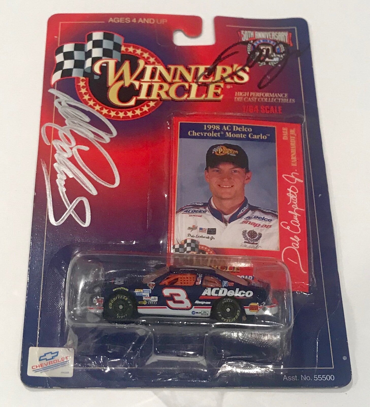 Dale Earnhardt Sr & Dale Earnhardt Jr Dual Signed 1/64 98 NASCAR Diecast Car COA0