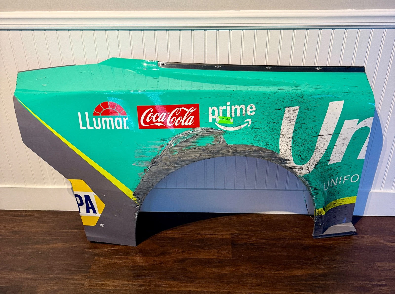 2025 Chase Elliott UniFirst Homestead Signed Race Used 10x7 Sheetmetal Piece (E)1