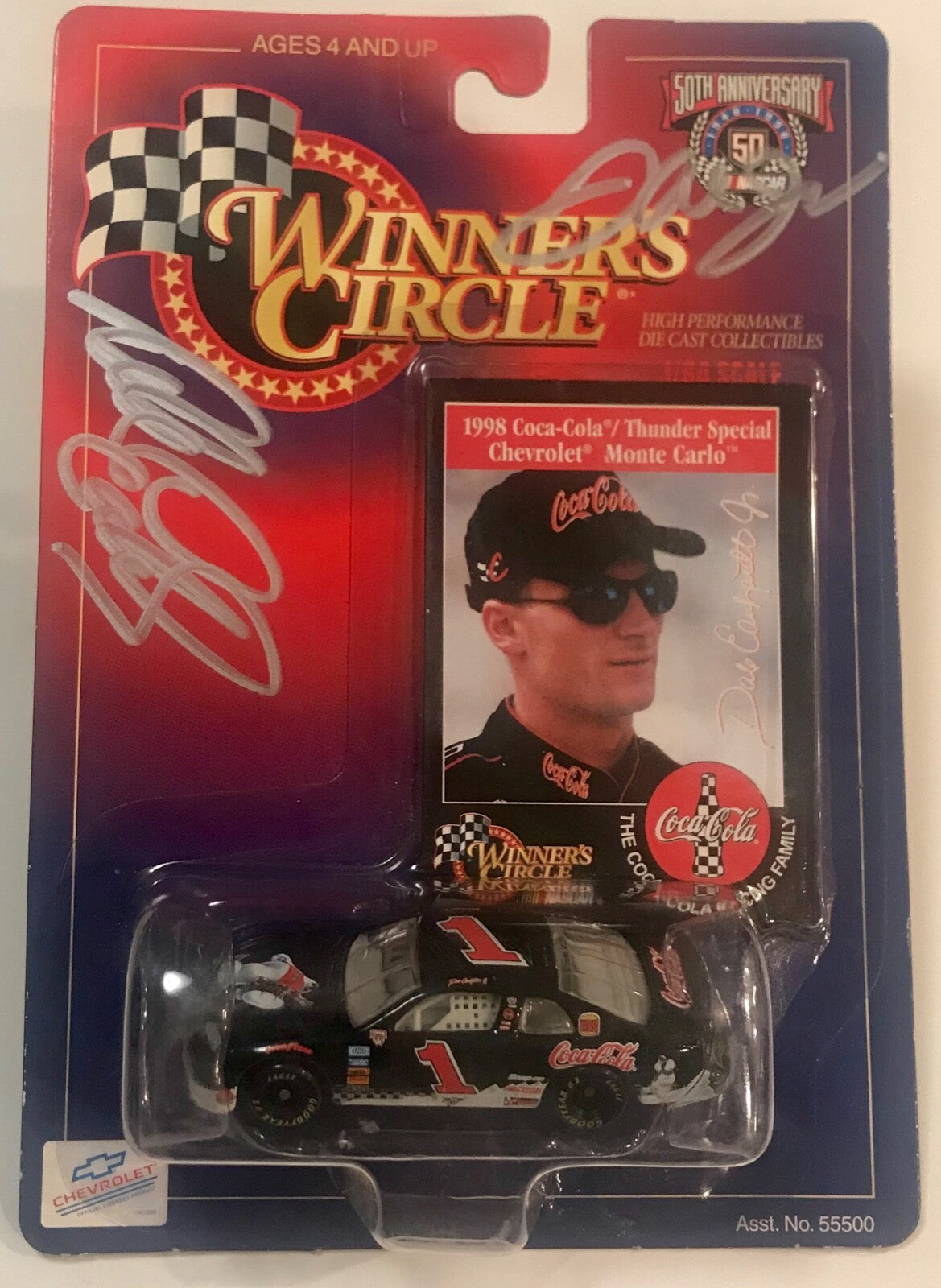 Dale Earnhardt Sr & Dale Earnhardt Jr Dual Signed 1/64 1998 Coke Diecast Car COA0