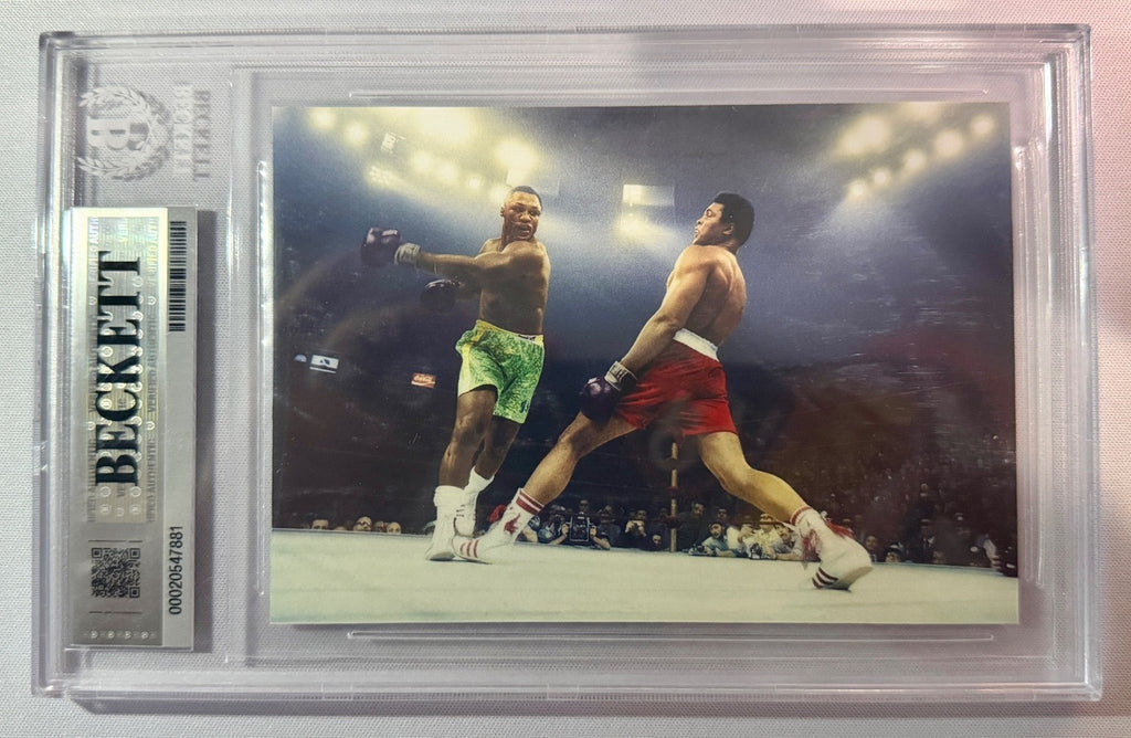 Muhammad Ali & Joe Frazier Signed Custom Cut Auto CARD BAS Beckett Slabbed1