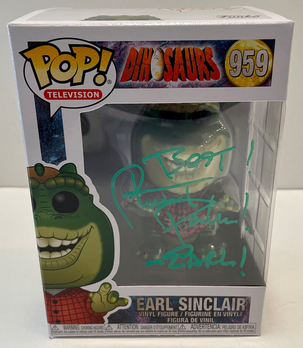 Stuart Pankin Dinosaurs Earl Sinclair Signed Auto Funko Pop #959 PSA/DNA COA (C)0