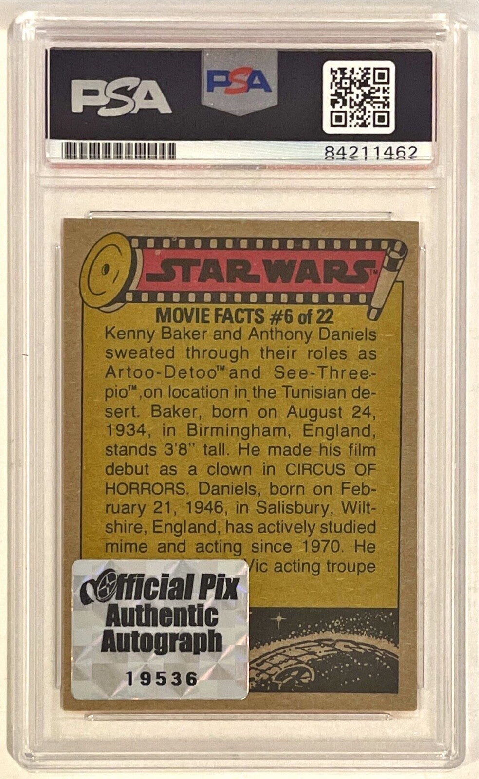 1977 Topps Star Wars Kenny Baker & Anthony Daniels Signed Auto Card #271 PSA/DNA1