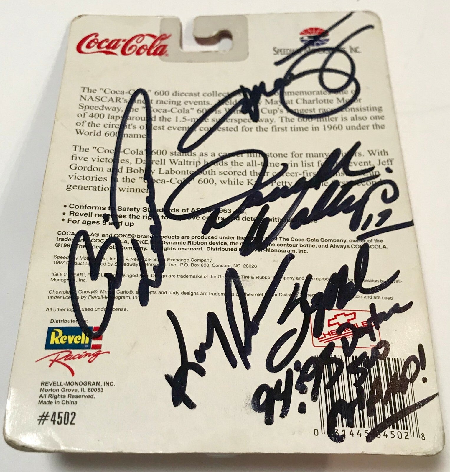 1992 Coca Cola Dale Earnhardt Sr & Jr Elliott Wallace 10x Signed 1/64 Car W/ COA2