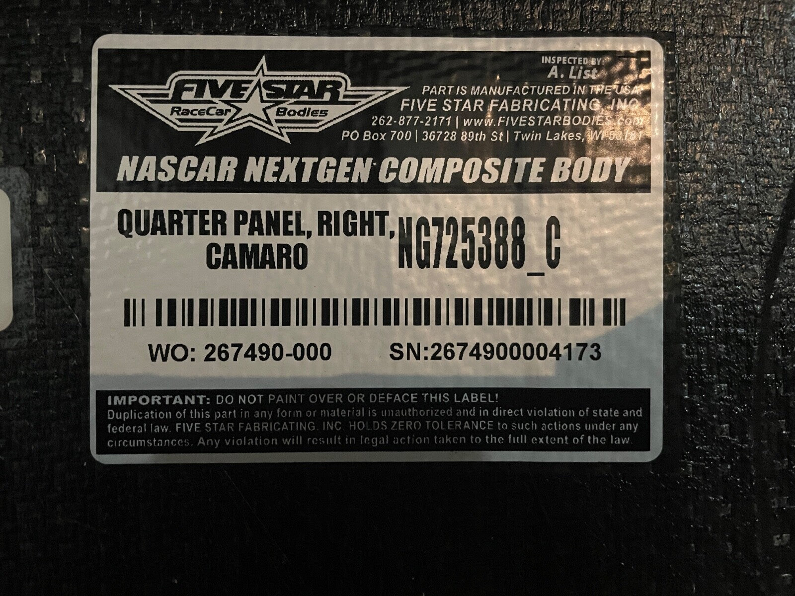 2024 Chase Elliott The Clash Napa Signed Race Used 10x7 Sheetmetal Piece (V)4