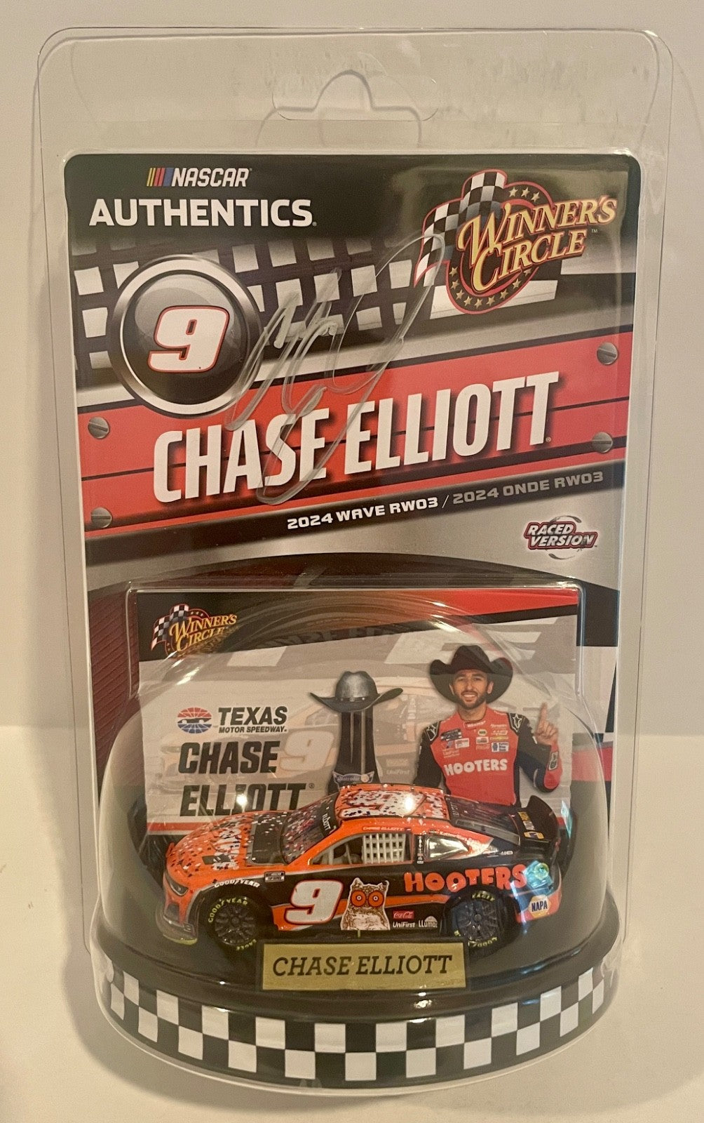 2024 Chase Elliott TEXAS WIN Signed Auto 1/64 Diecast Car W/ COA #10