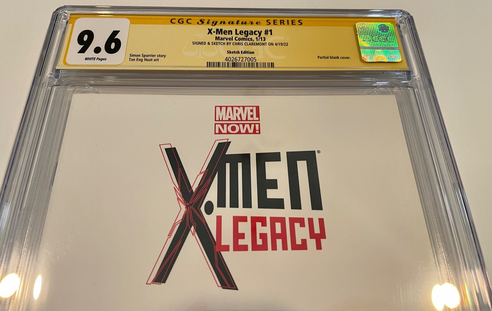 2013 X-Men Legacy #1 Signed & Sketch Chris Claremont Blank Variant CGC 9.61