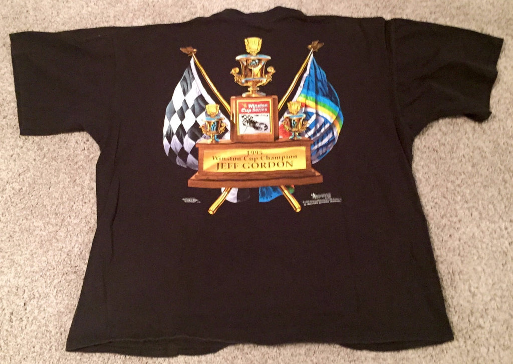 1995 Jeff Gordon WINSTON CUP CHAMPION Signed VINTAGE Black XL T-Shirt3