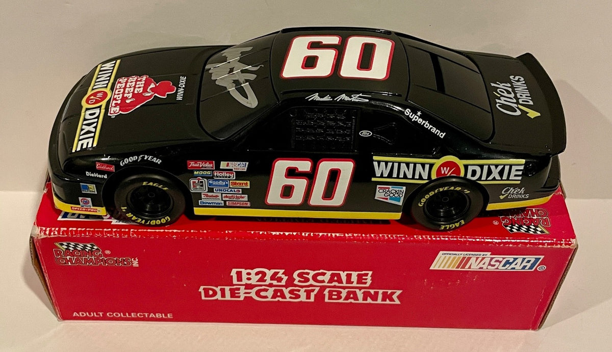 1992 Mark Martin Winn Dixie Thunderbird Signed Auto 1/24 Diecast Car COA0