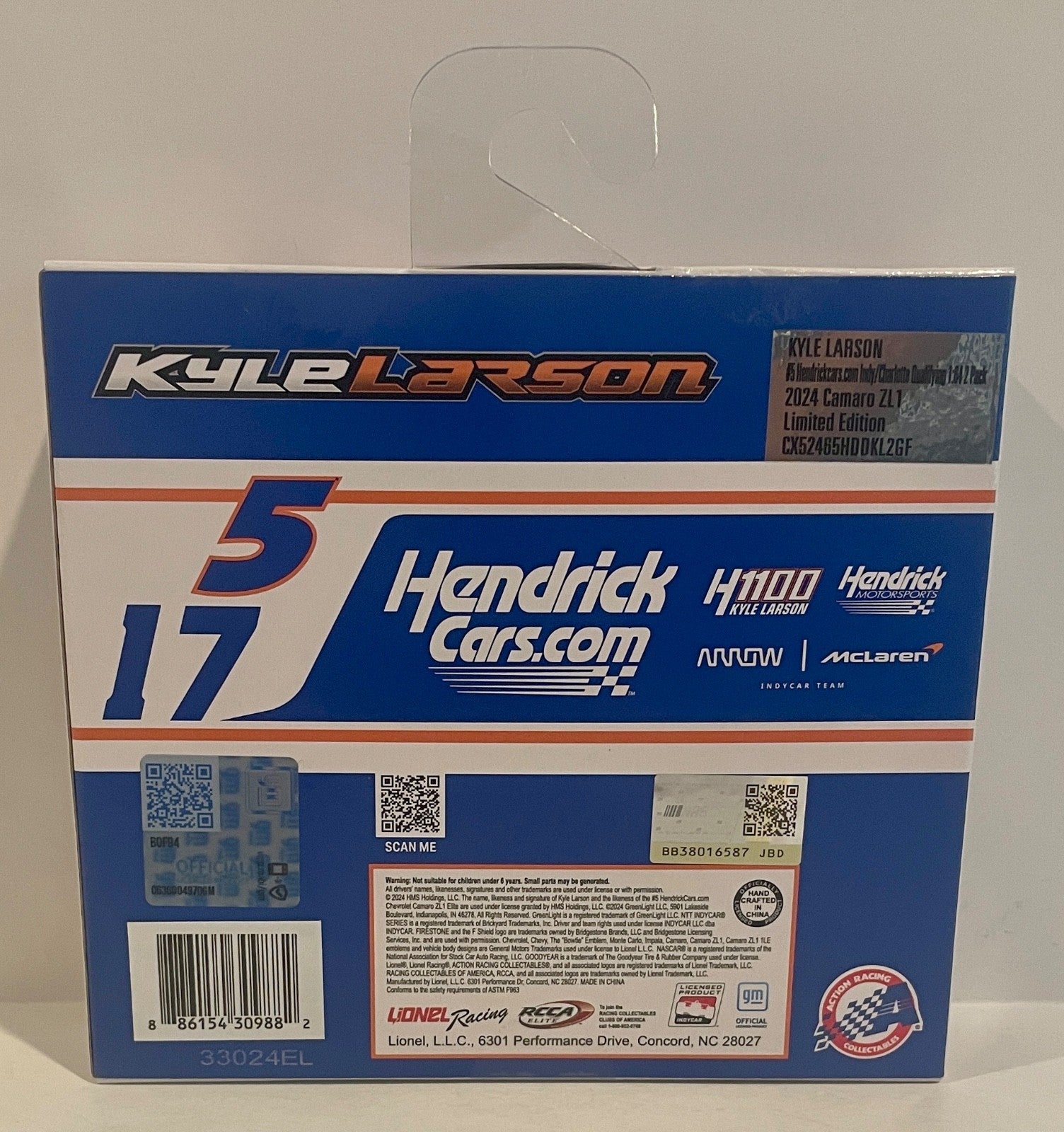2025 Kyle Larson Indianapolis 500 1100 Signed Auto 1/64 Diecast Car Set W/ COA2