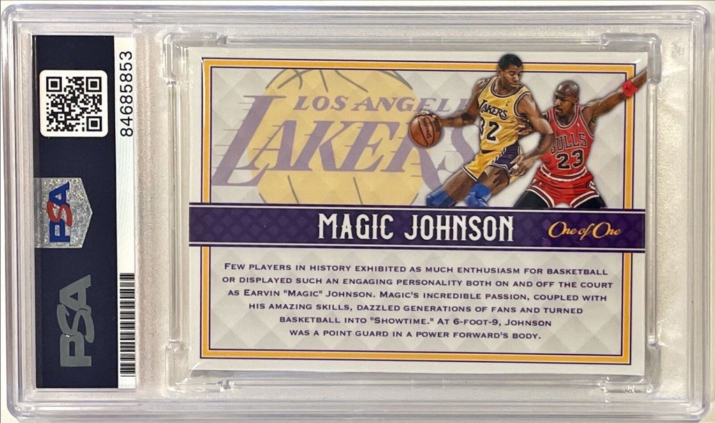 Magic Johnson LA Lakers Signed Auto Custom Cut #'d 1/1 Trading Card PSA/DNA1