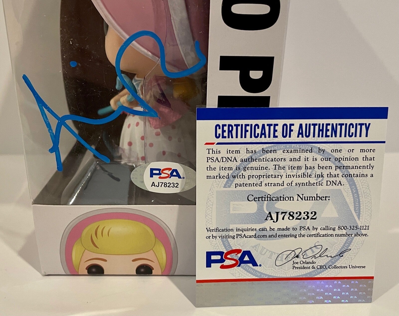 Annie Potts Toy Story Bo Peep Signed Auto Funko Pop Figure #517 PSA/DNA COA #32
