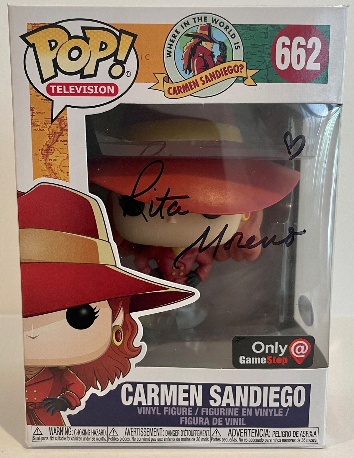 Rita Moreno Carmen Sandiego Signed Auto Funko Pop Figure #662 PSA/DNA COA #30