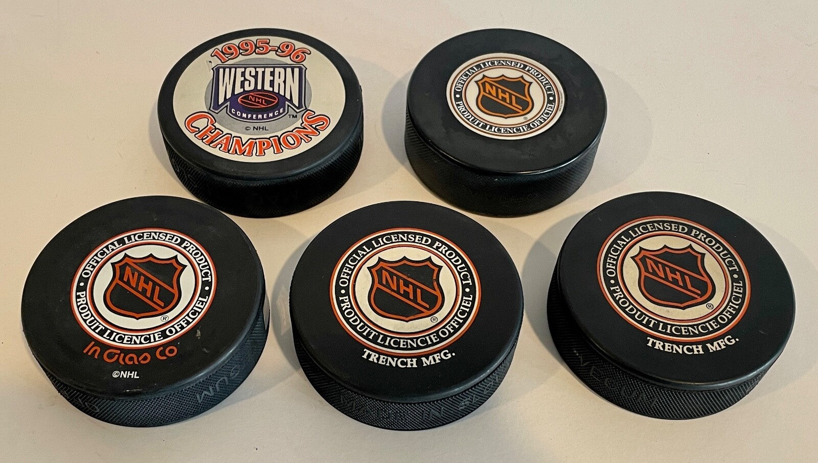 (5) Vintage 2000's Colorado Avalanche Official Hockey Pucks BRAND NEW LOT Of 51