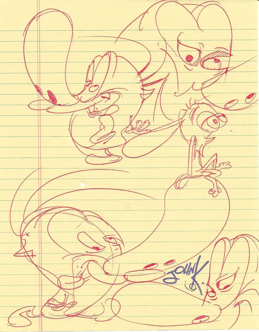John K. Kricfalusi Ren & Stimpy Signed Original Sketch Auto 8.5x11 PSA/DNA #30