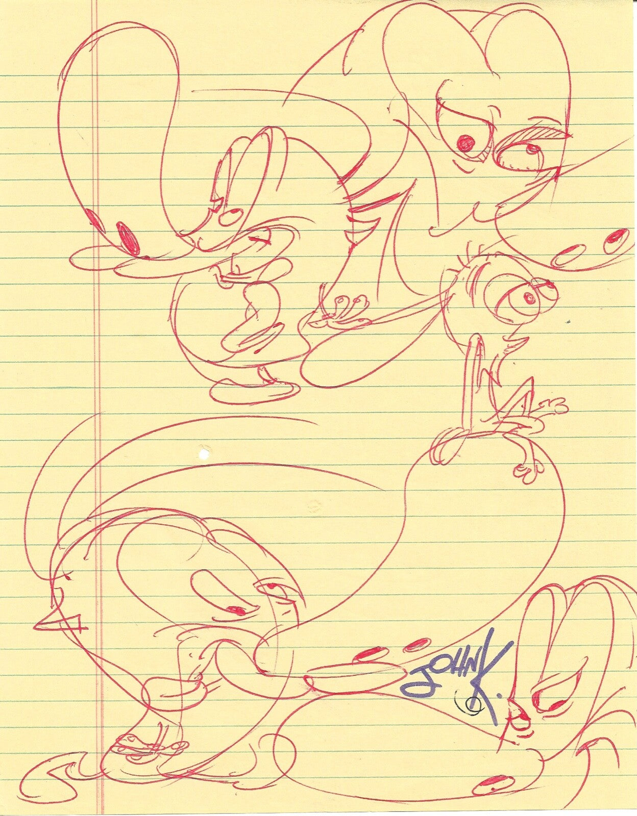 John K. Kricfalusi Ren & Stimpy Signed Original Sketch Auto 8.5x11 PSA/DNA #30