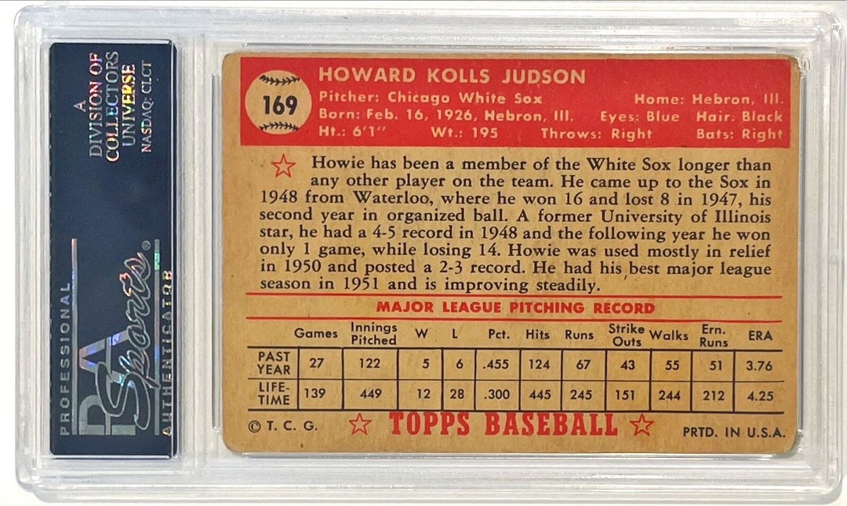 1952 Topps Howie Judson Chicago White Sox Signed Auto Card #169 PSA/DNA1