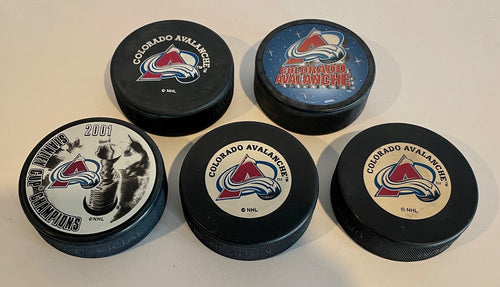 (5) Vintage 2000's Colorado Avalanche Official Hockey Pucks BRAND NEW LOT Of 50