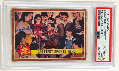 1962 Topps Sports Hero Babe Ruth Linda Ruth Tosetti Signed Card #143 PSA/DNA0