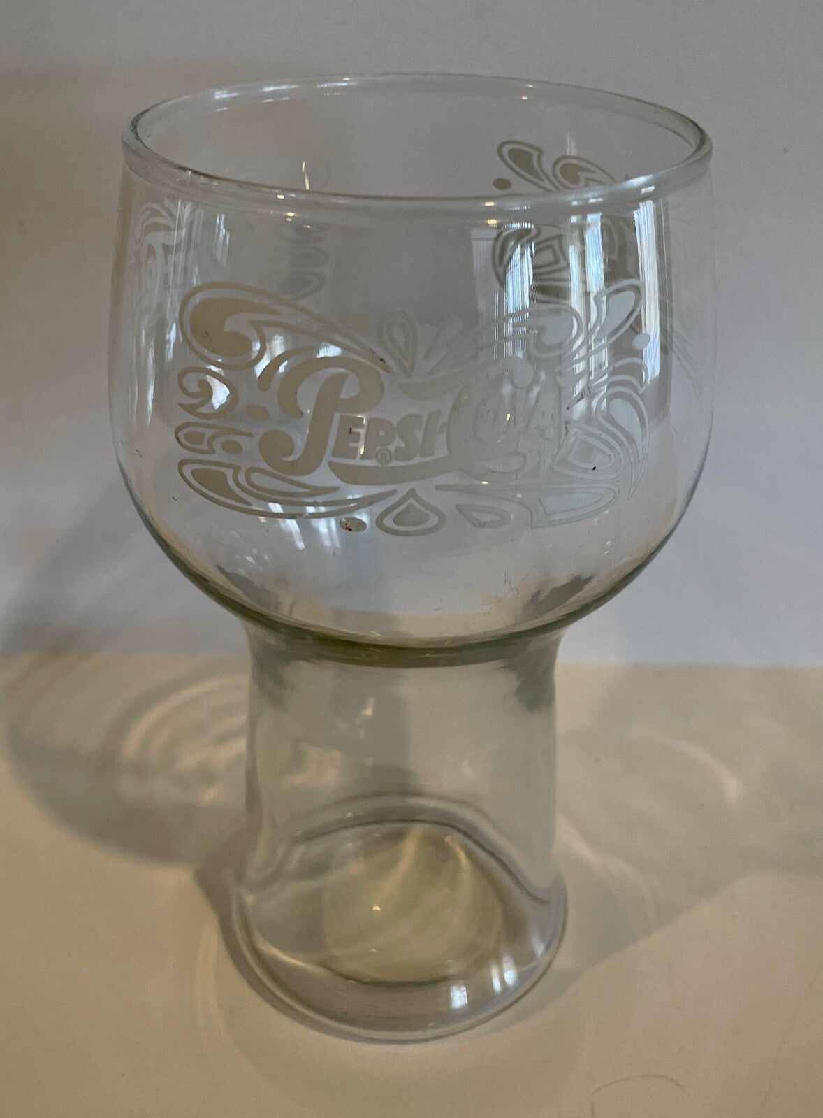 (2) 1970's Vintage Pepsi Cola Soda Pedestal Tumbler White Drinking Glass Cups3
