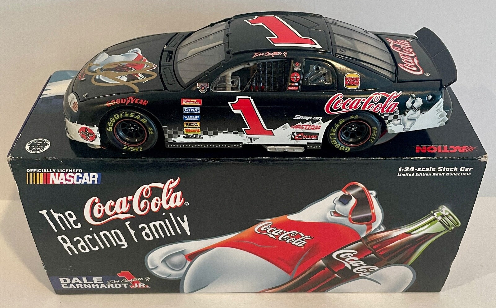 1998 Dale Earnhardt jr Coca Cola Polar Bear Japan Signed 1/24 Diecast Car COA0