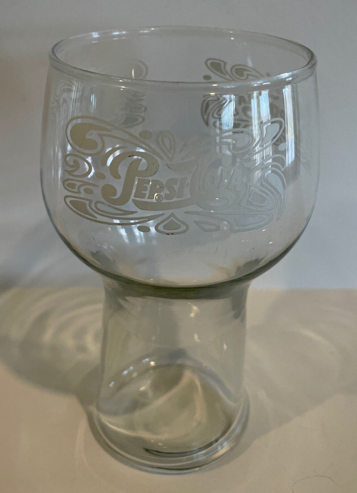 (2) 1970's Vintage Pepsi Cola Soda Pedestal Tumbler White Drinking Glass Cups4