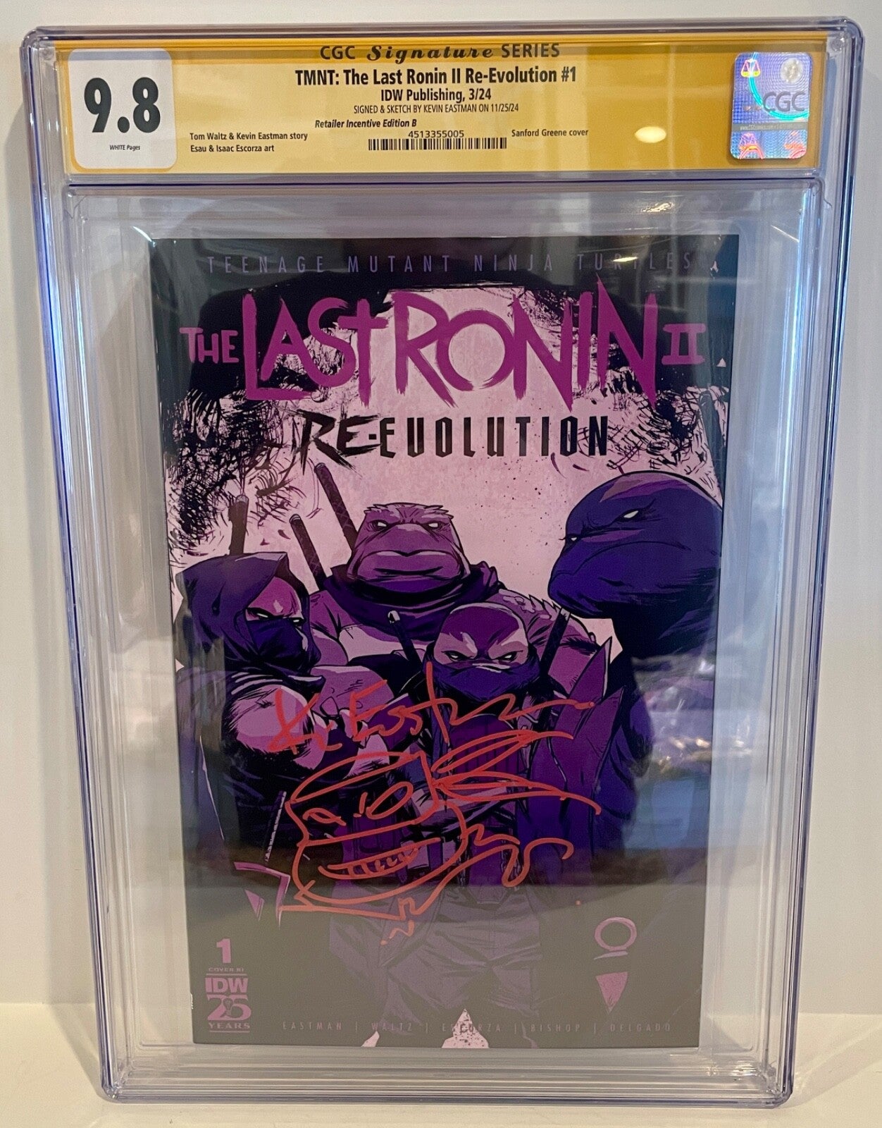2024 The Last Ronin II Re-Evolution #1 1:50 Kevin Eastman Signed Sketch CGC 9.80