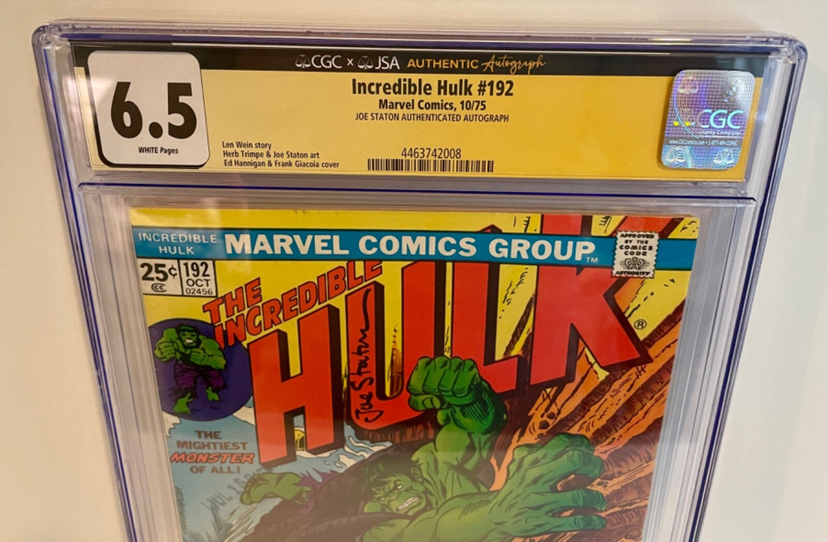 1975 Marvel The Incredible Hulk #192 Joe Staton Signed Auto Comic JSA CGC 6.52