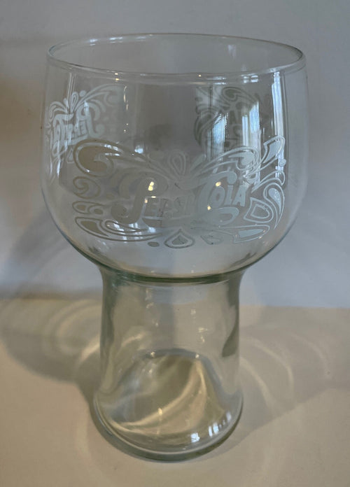 (2) 1970's Vintage Pepsi Cola Soda Pedestal Tumbler White Drinking Glass Cups1