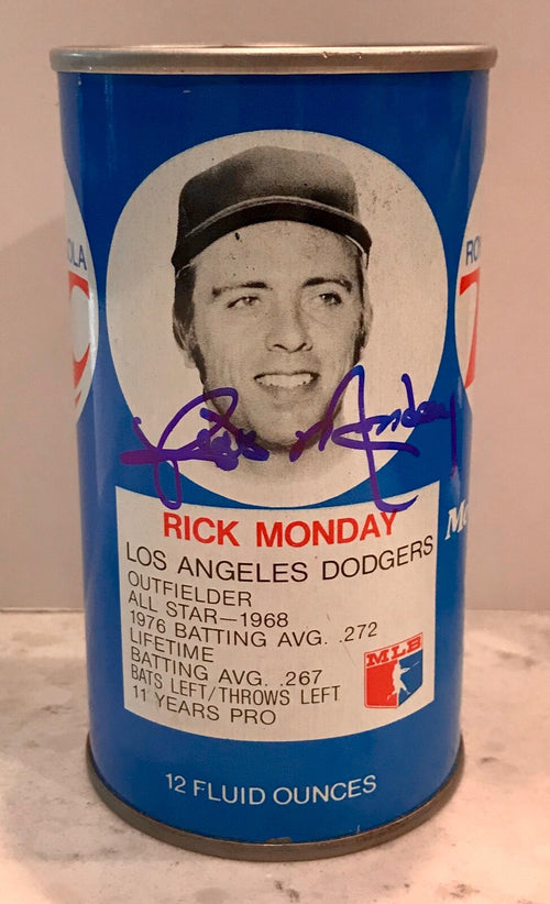 1976 Rick Monday Los Angeles Dodgers Royal Crown Cola Signed RC Soda Can BAS COA1