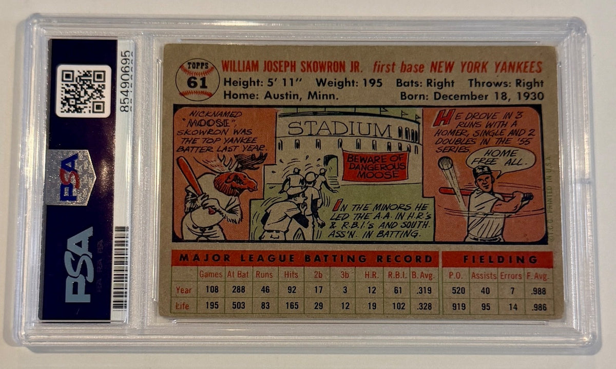 1956 Topps Bill Skowron Moose New York Yankees Signed Auto Card #61 PSA DNA1