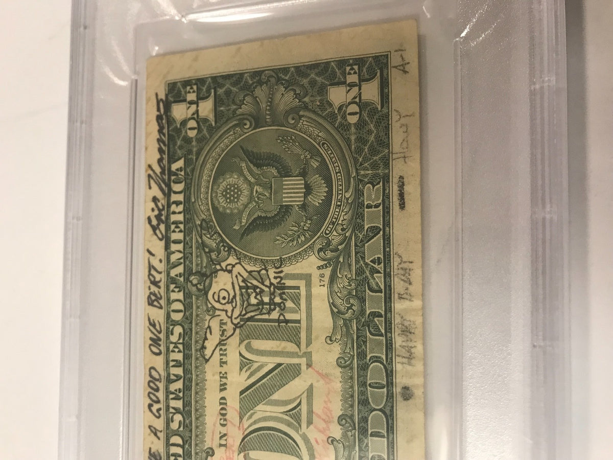 David Silverman Wes Archer Simpsons Multi Sketch & Signed Dollar Bill PSA/DNA 5