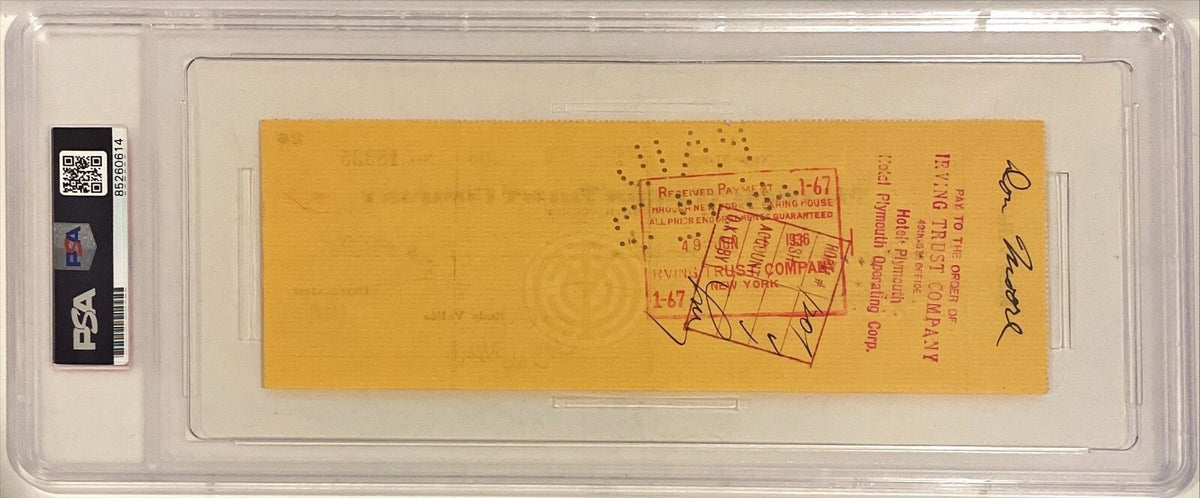 1936 Rudy Vallee American Singer Musician Signed Auto Personal Check PSA/DNA1