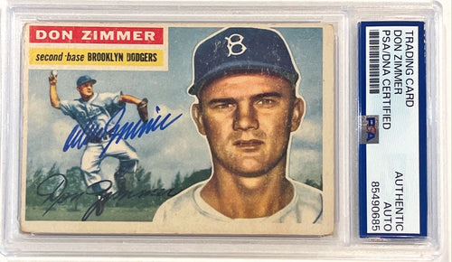 1956 Topps Don Zimmer Brooklyn Dodgers Signed Auto Card #99 PSA DNA0