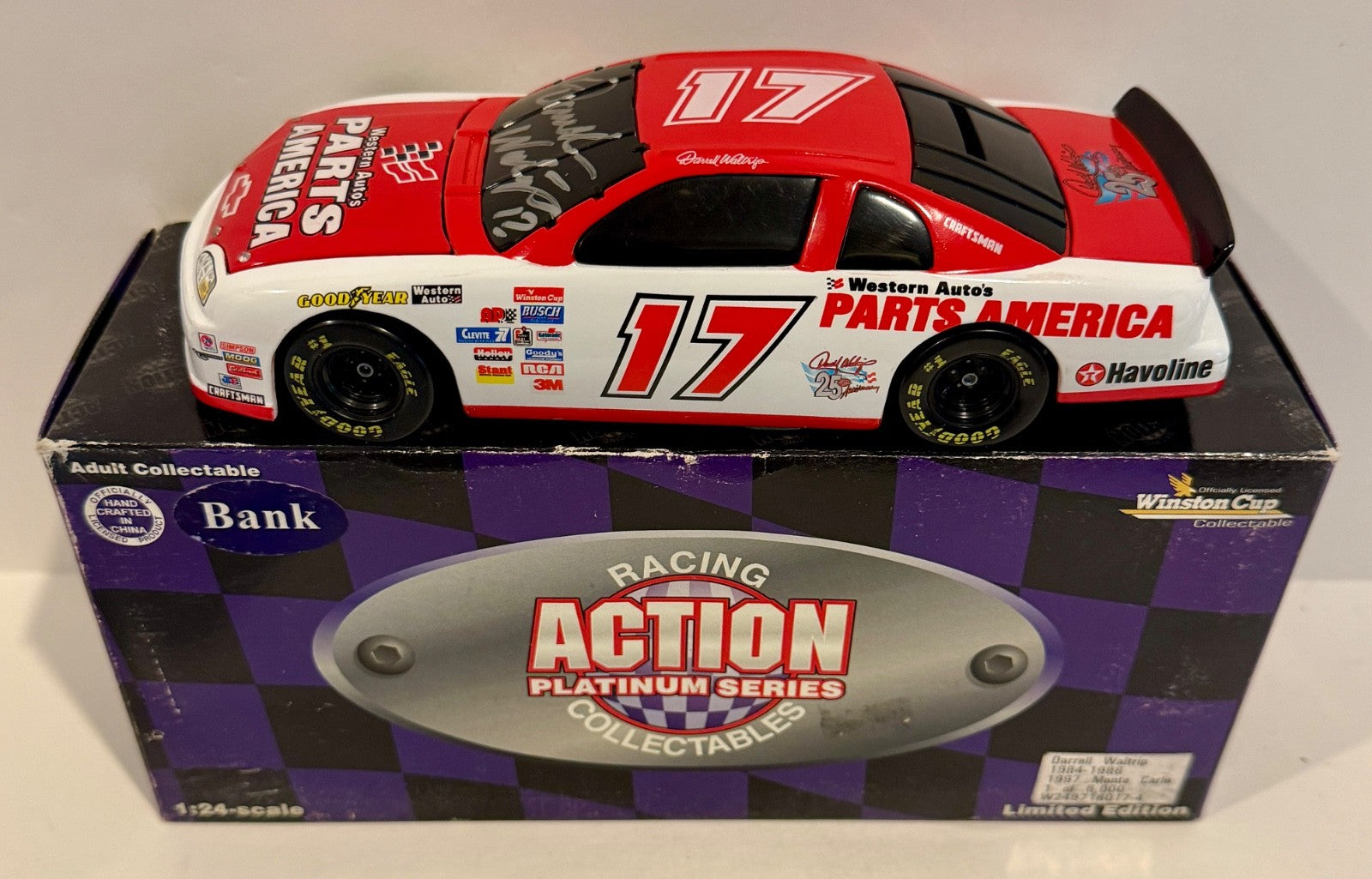 1997 Darrell Waltrip #17 Parts America 84-86 Signed Auto 1/24 Diecast Car W/ COA0