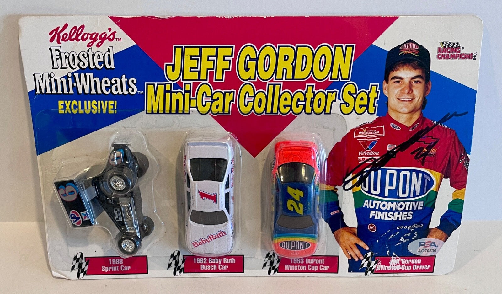 1994 Jeff Gordon Kelloggs Signed Auto 3 Car Mini 1/64 Set PSA DNA #30