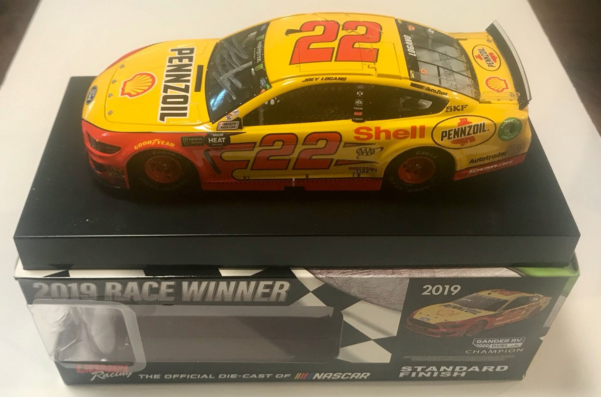 2019 Joey Logano Shell Gander RV Duel #2 WIN Signed Auto 1/24 Diecast Car COA0