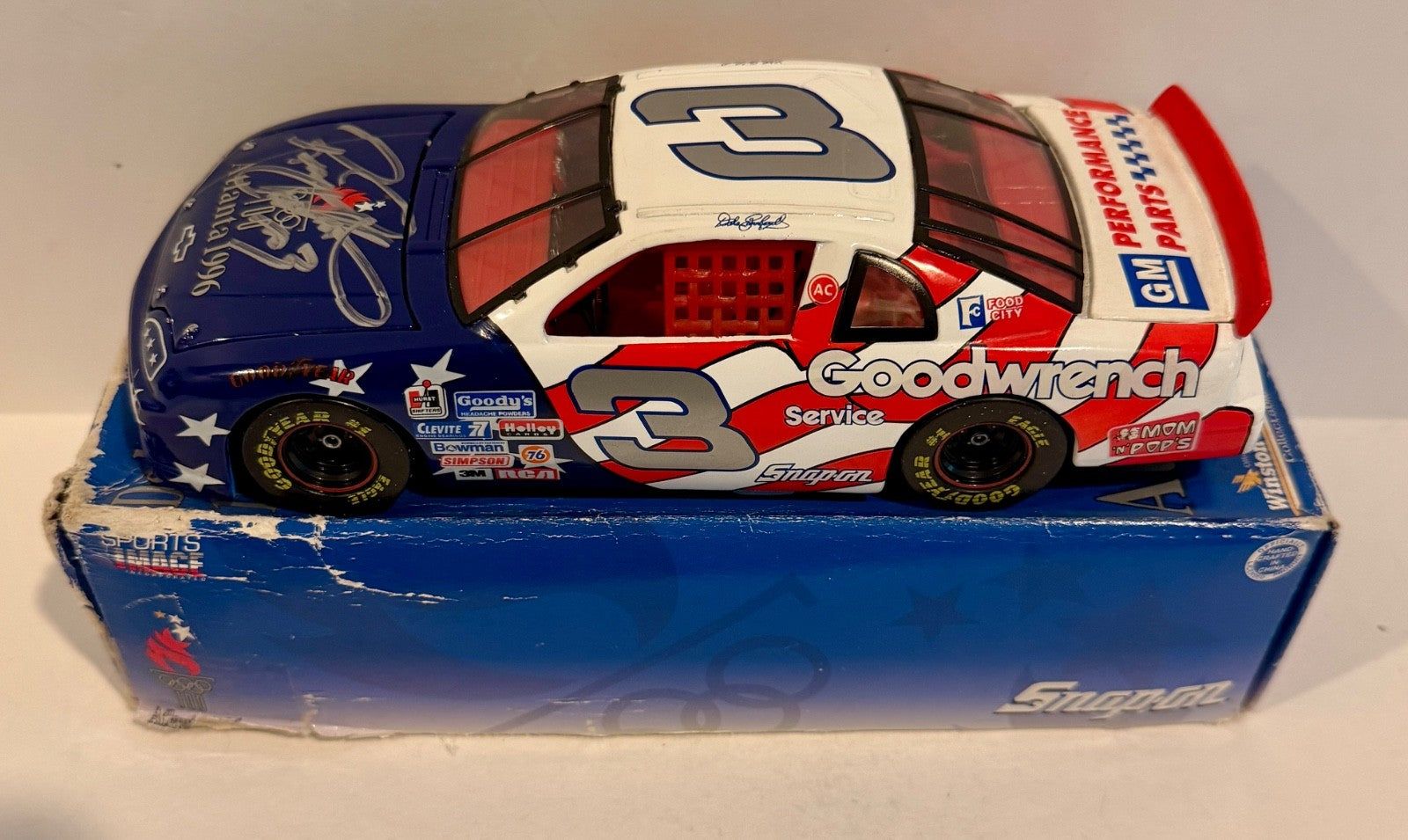 1996 Richard Childress Olympics Dale Earnhardt Signed Auto 1/24 Diecast Car COA0
