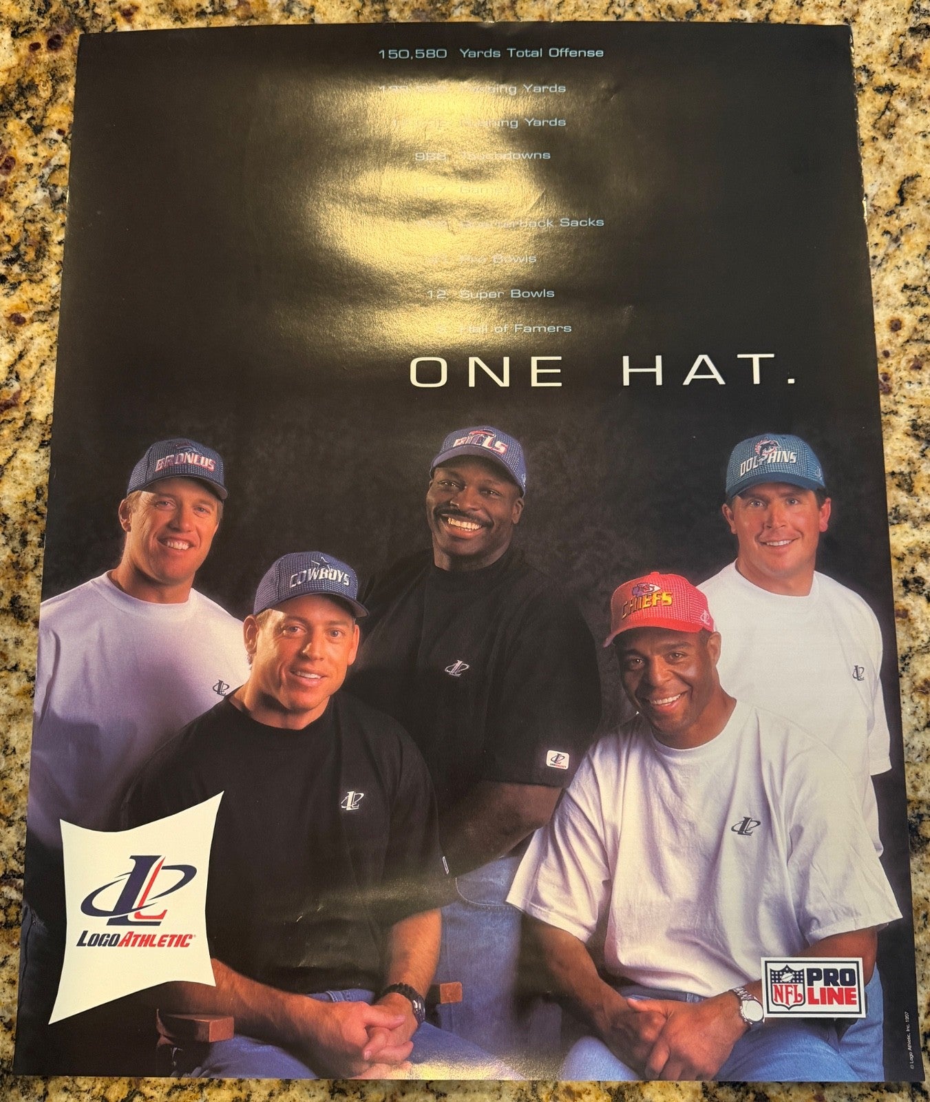 1997 Logo Athletic ProLine VINTAGE Elway Aikman Marino Smith Allen 22x28 Poster1