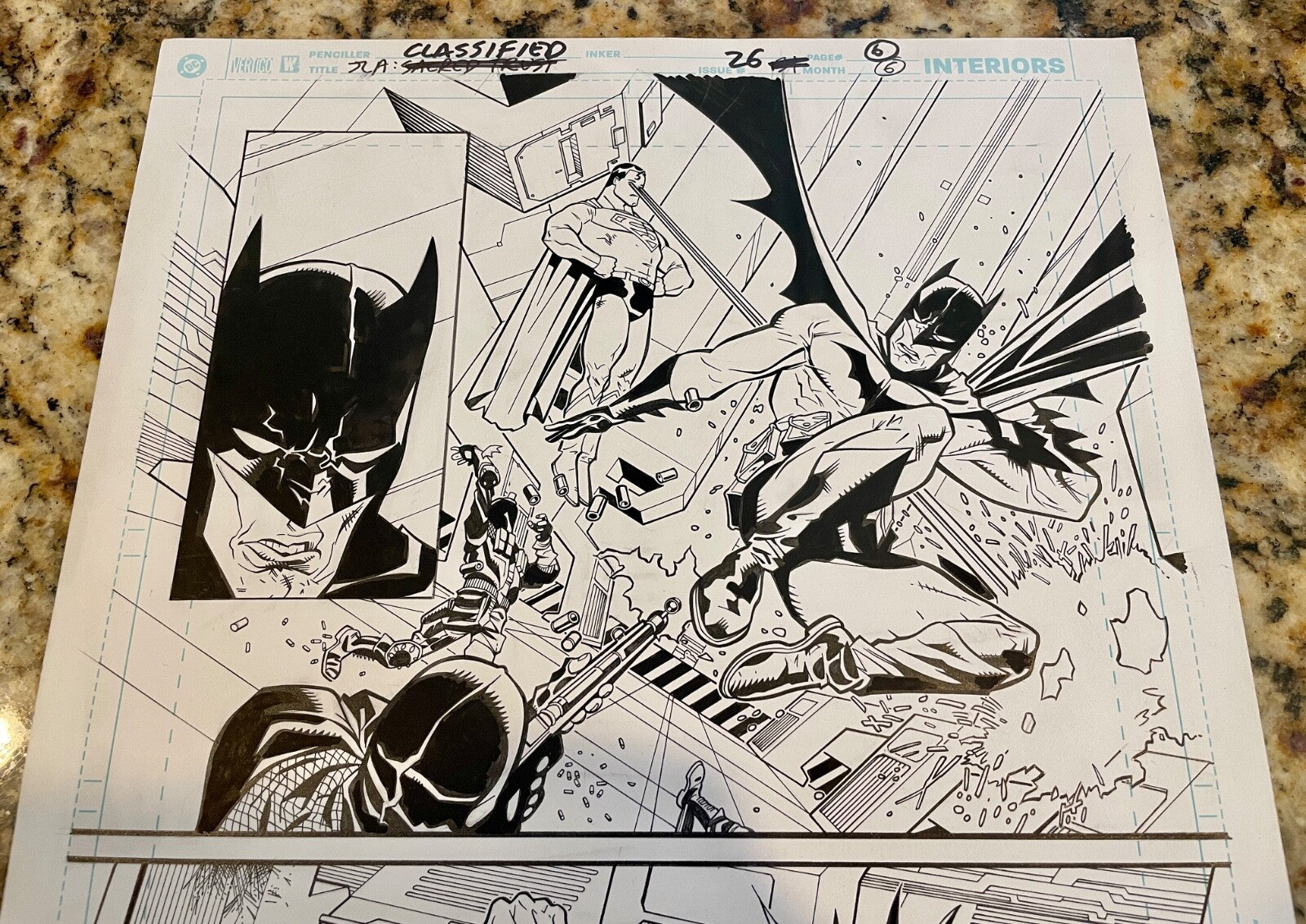 2006 JLA #26 Batman Superman Tom Nguyen Plunkett Signed Original FULL Page #61