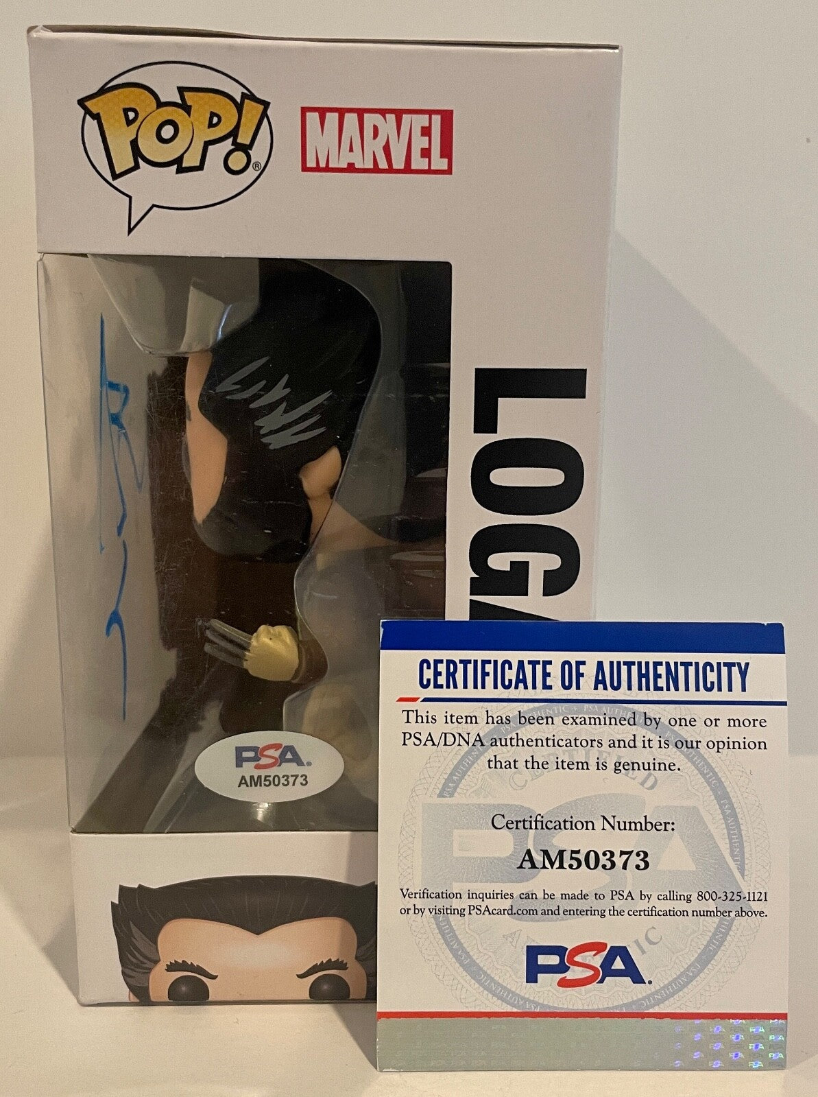 Hugh Jackman X-Men Logan Wolverine Signed Auto Funko Pop #185 PSA/DNA COA3
