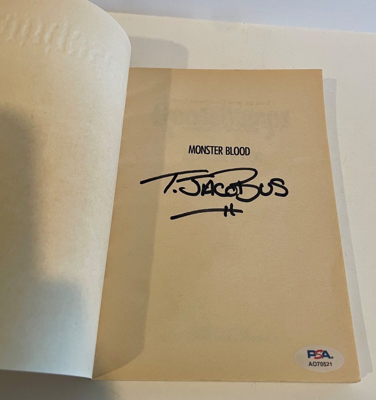 Tim Jacobus Goosebumps Monster Blood #3 Signed Original Book PSA DNA2