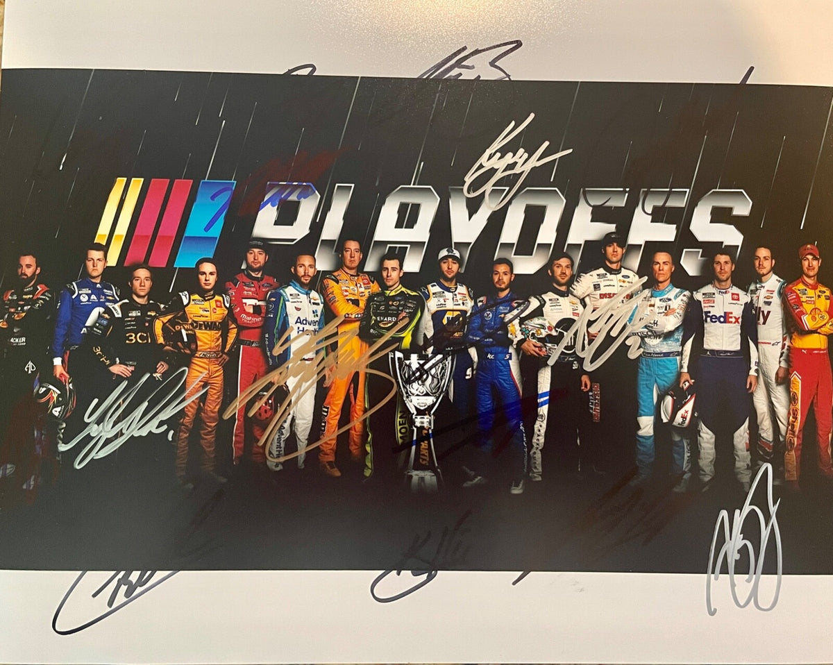 2022 NASCAR Cup Series Playoffs 16x Signed 11x14 Photo Chase Elliott Kyle Busch0