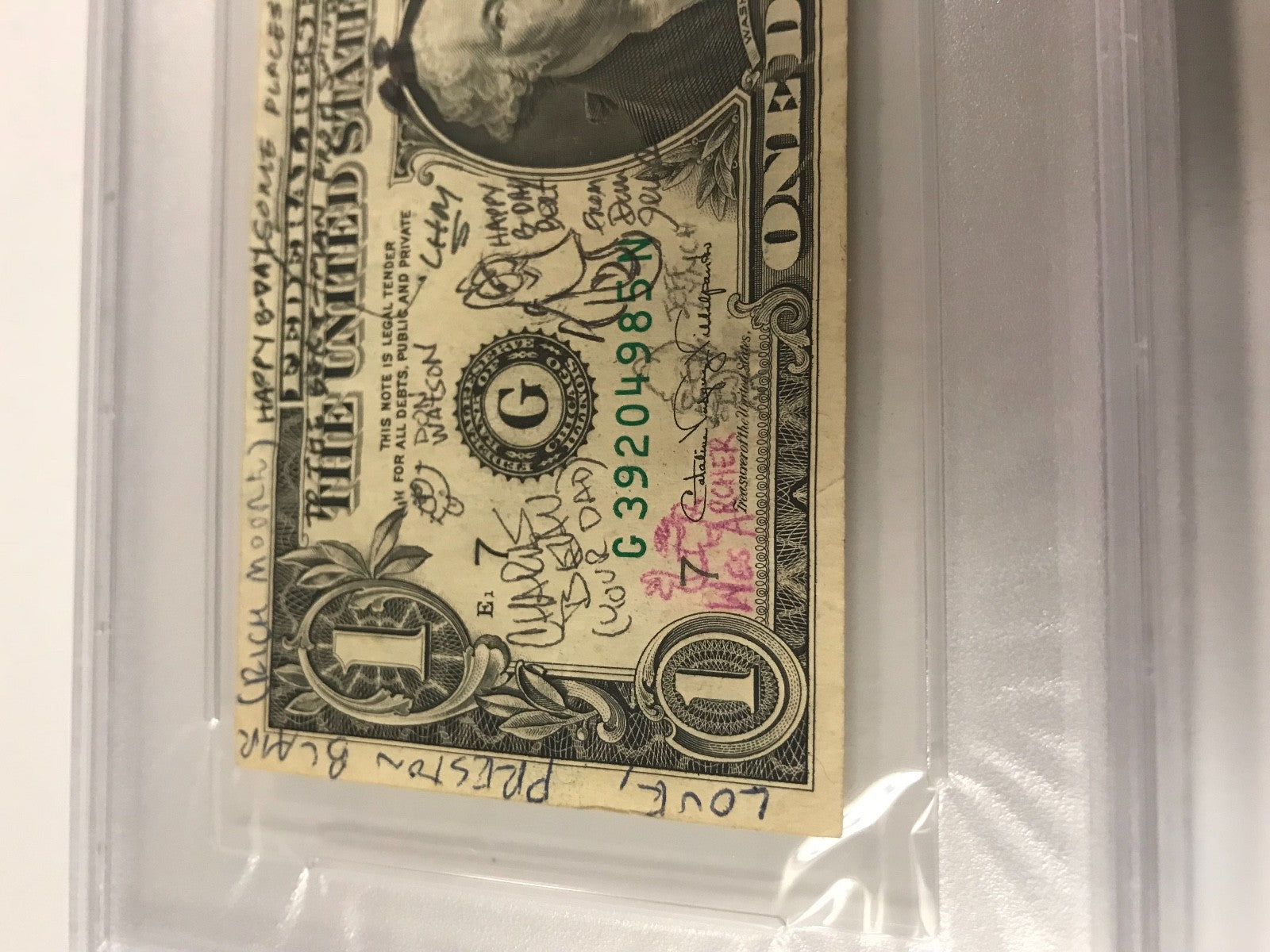 David Silverman Wes Archer Simpsons Multi Sketch & Signed Dollar Bill PSA/DNA 2