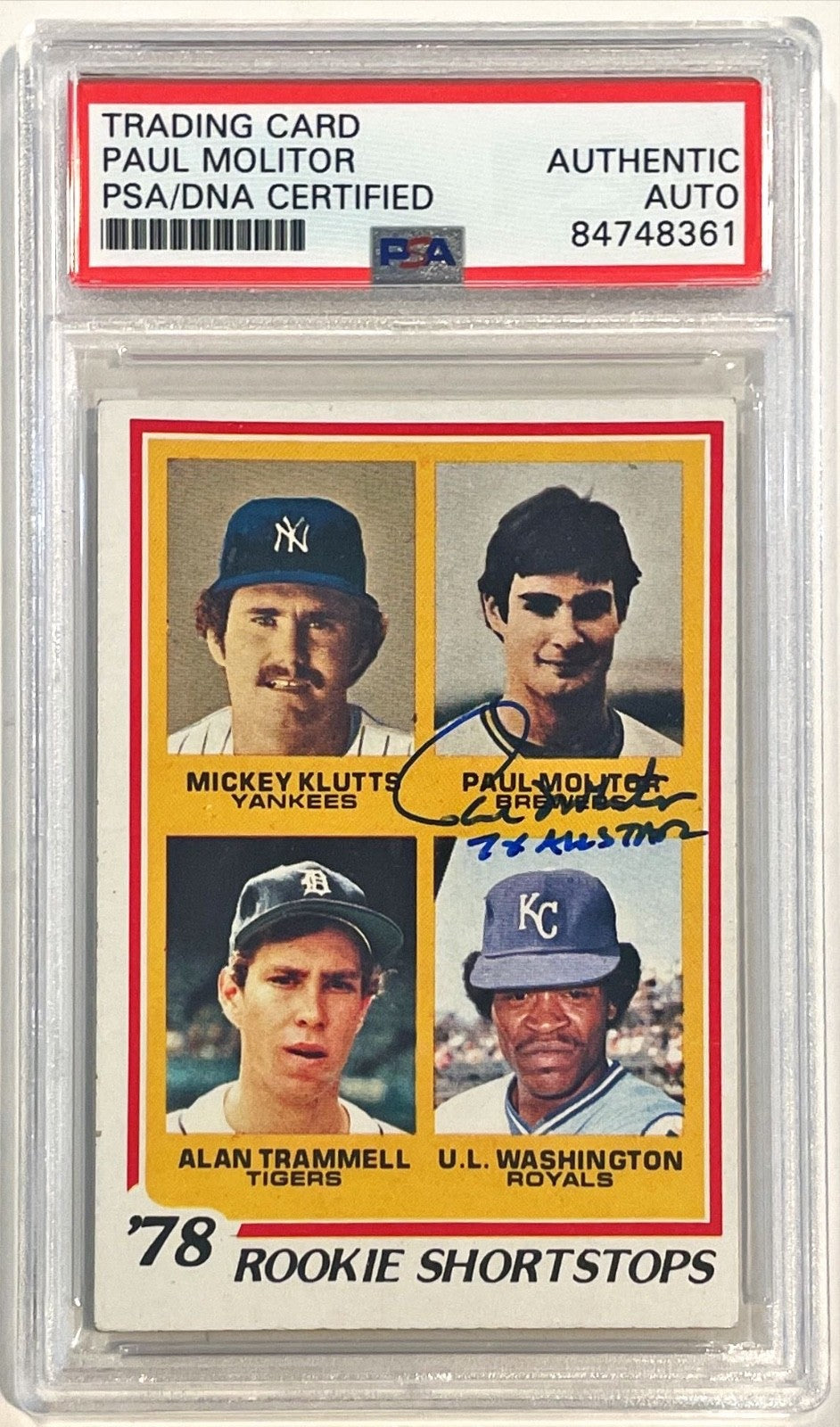 1979 Topps Paul Molitor Milwaukee Brewers Signed Auto Rookie RC Card 707 PSA DNA0