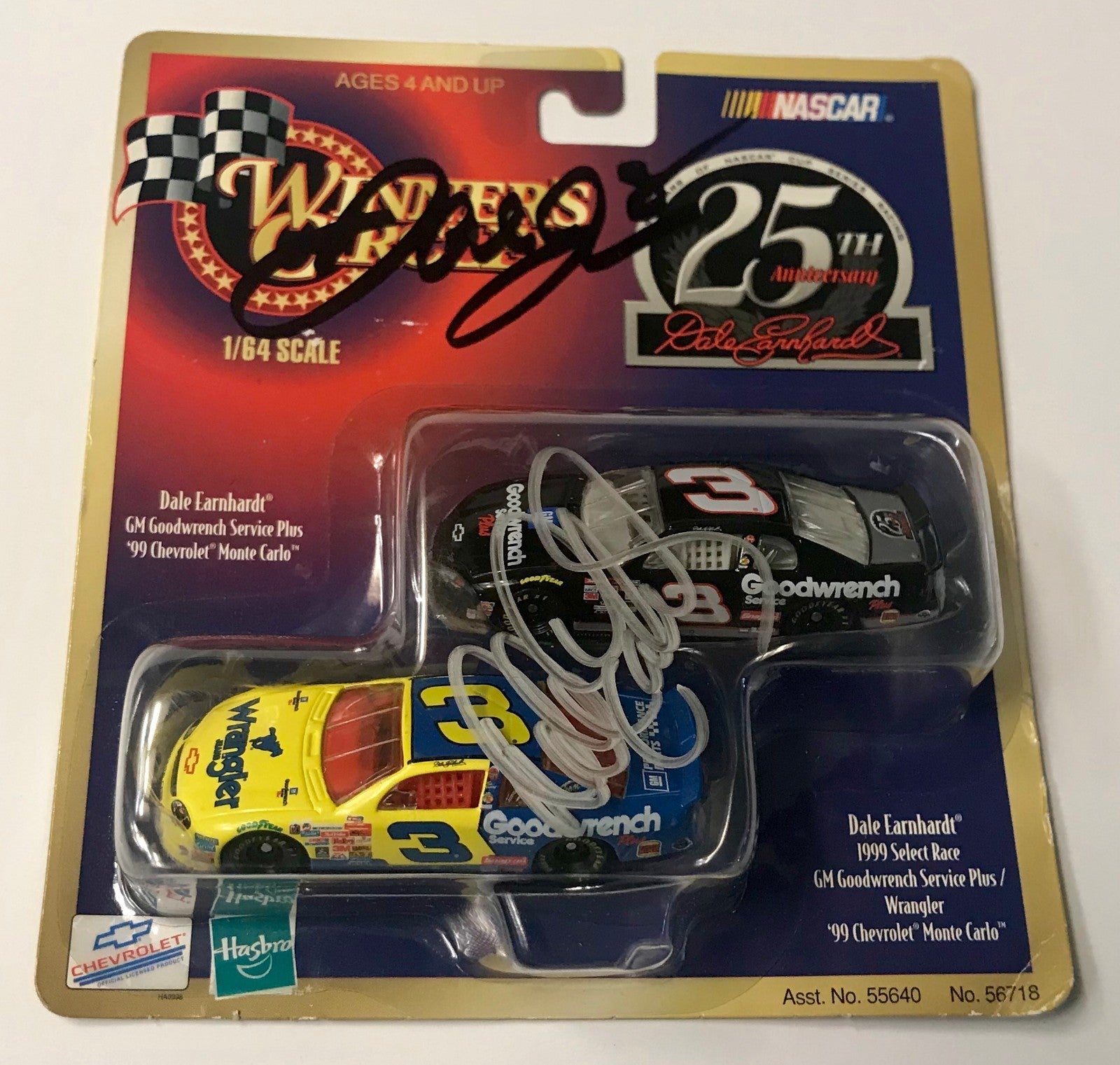 Dale Earnhardt Sr & Dale Earnhardt Jr Dual Signed 1/64 Wrangler Diecast Car COA0